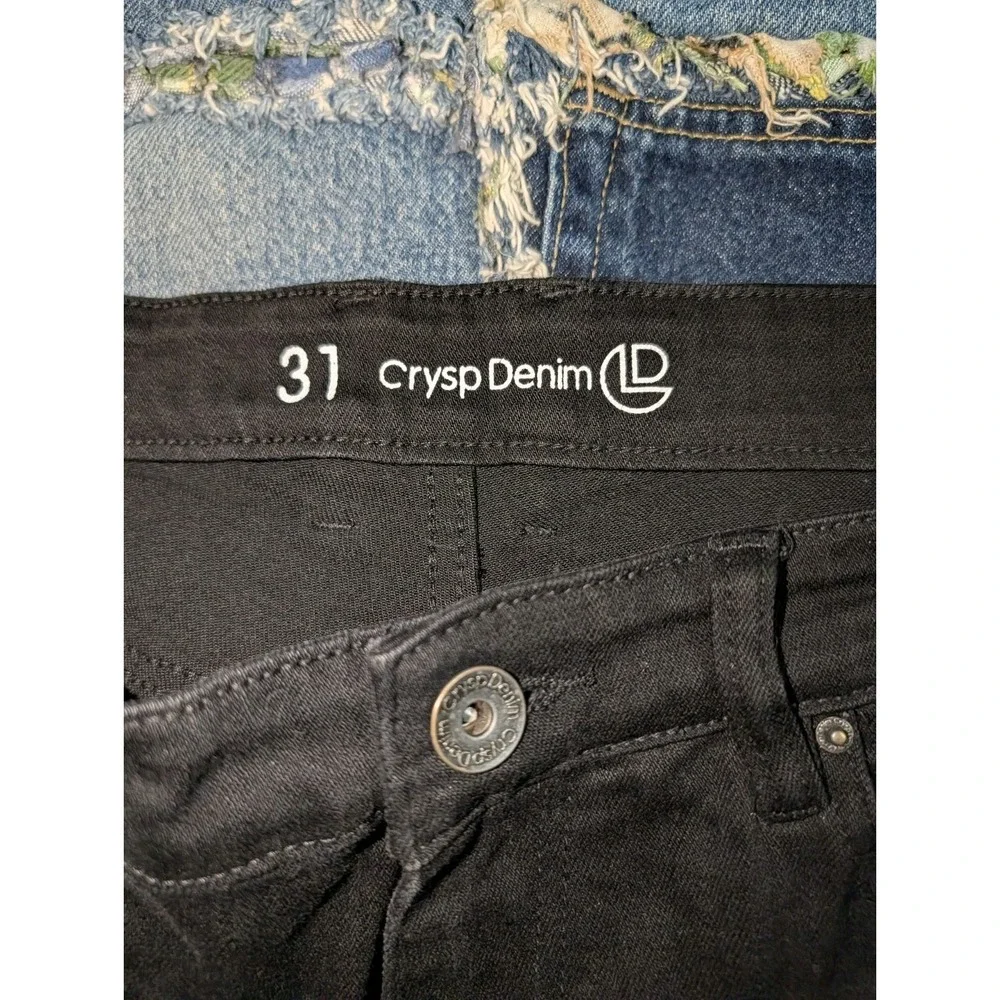 Crysp Denim Jeans Black Distressed Rip Moto Skinny Fit Men's 31 (32x29)‎